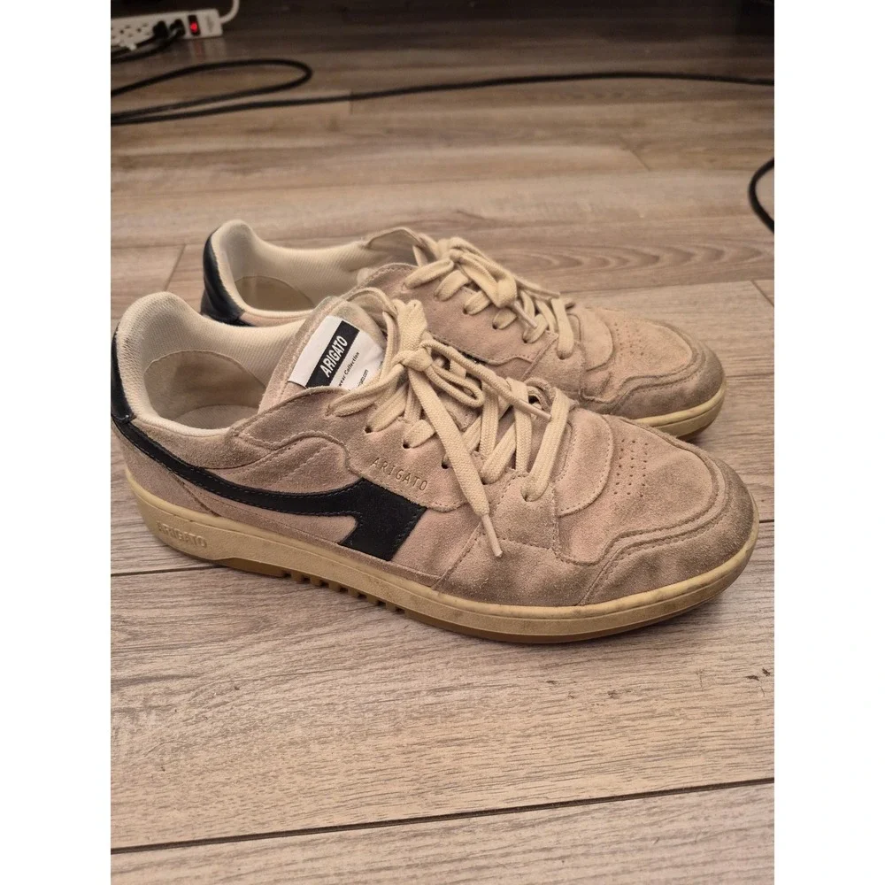 Axel Arigato Dice Lo Beige Gray Suede Navy Leather Low Top Sneakers Mens Sz 9 - Picture 8 of 14